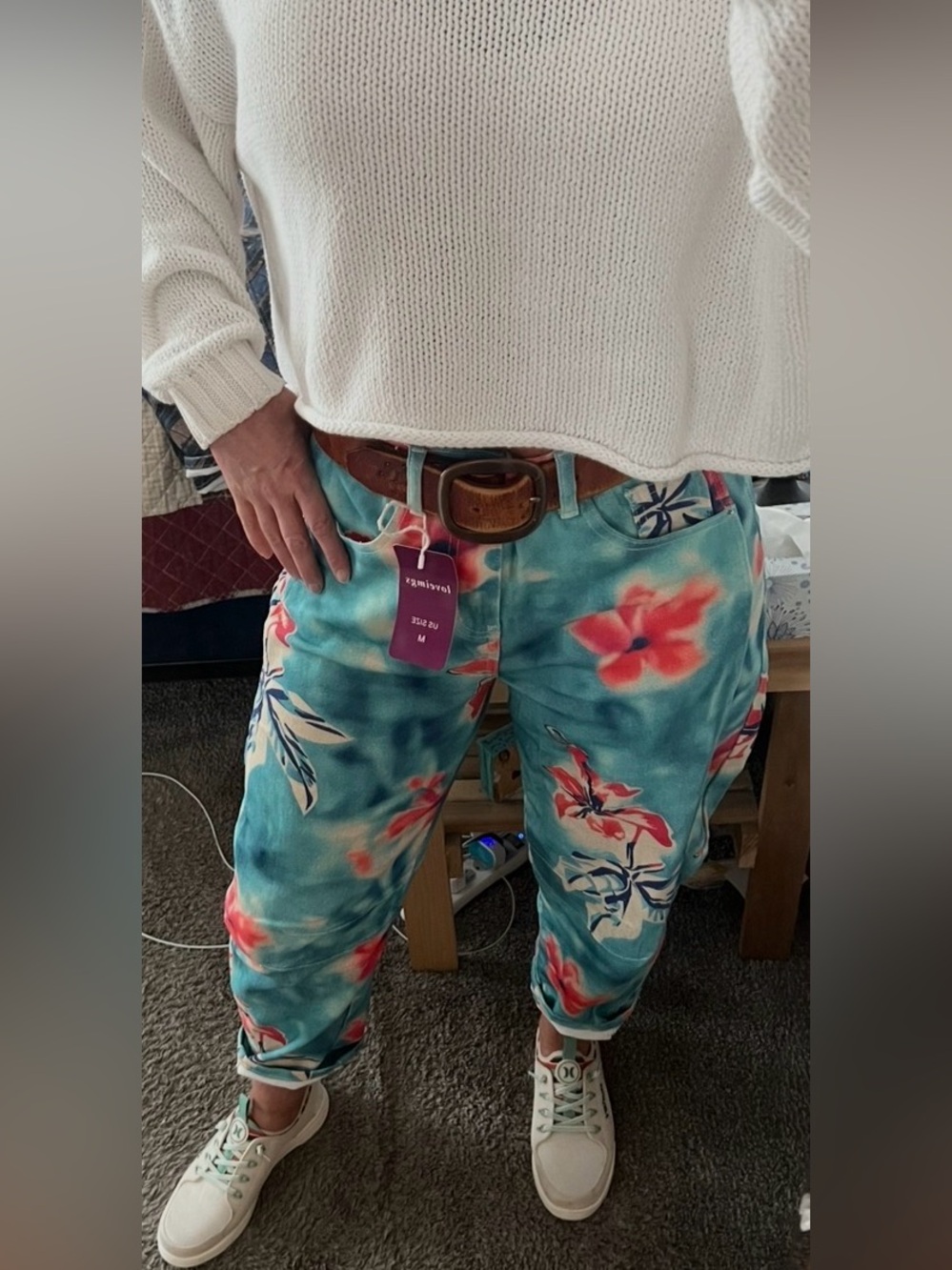 💙WOMENS BARREL LEG JEAN-TIE DYE PRINT-M💙 - Picture 8 of 16